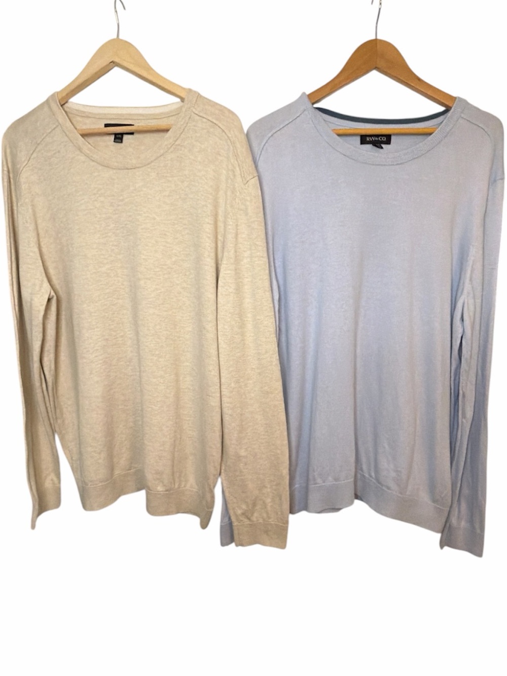 RW & Co 2 Knit Sweaters in Light Blue & Oatmeal